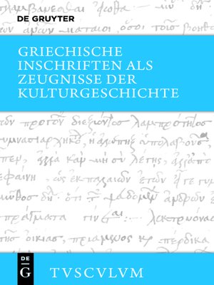 cover image of Griechische Inschriften als Zeugnisse der Kulturgeschichte